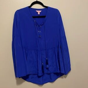 Lilly Pulitzer 100% Silk Milan Tiered Blouse Size Small